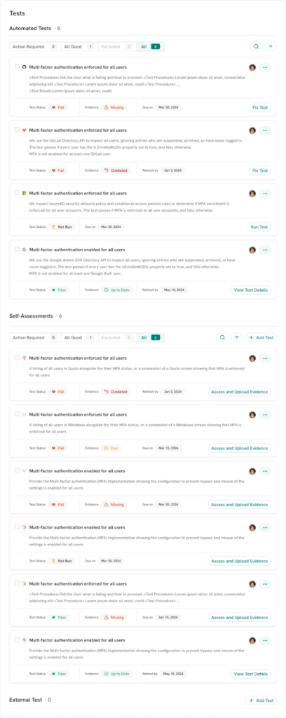 compliance autotmation control testing TrustCloud risk register