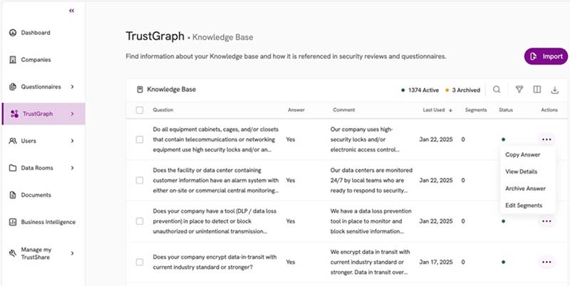TrustGraph - segment column