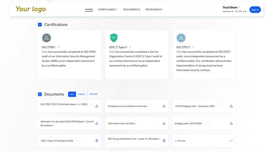 Customer assurance portals